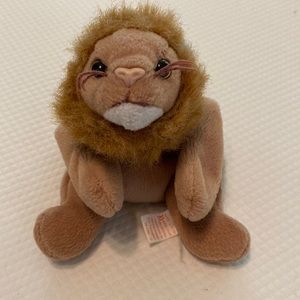 Ty Beanie Baby Vintage Tan White Roary Lion Collectible Stuffed Animal Toy